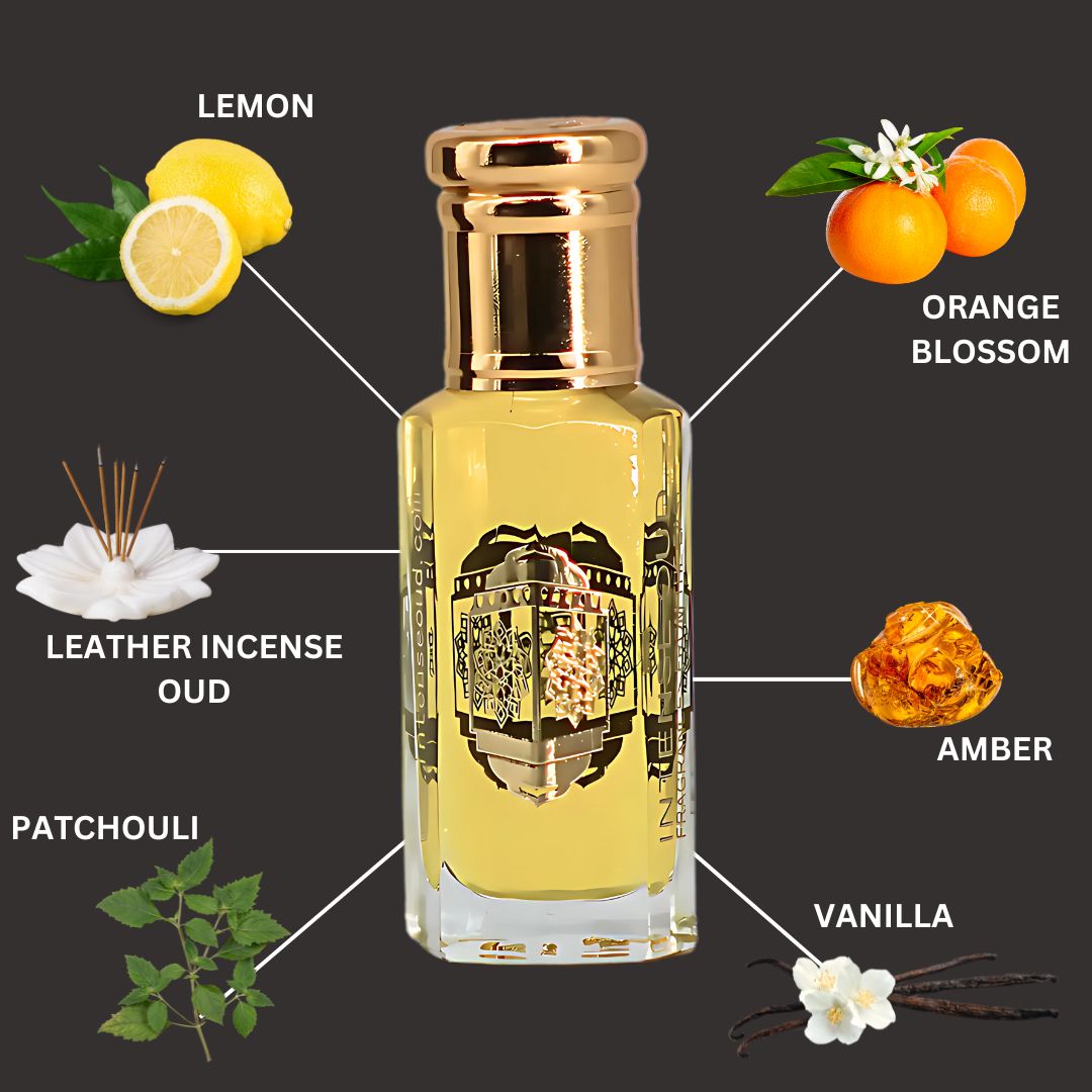 Touch Of Amber Perfume Oil 12ML (0.40 OZ) With Black Gift Box By Intense Oud | Bold Amber, Leather & Musk With A Hint Of Citrus.