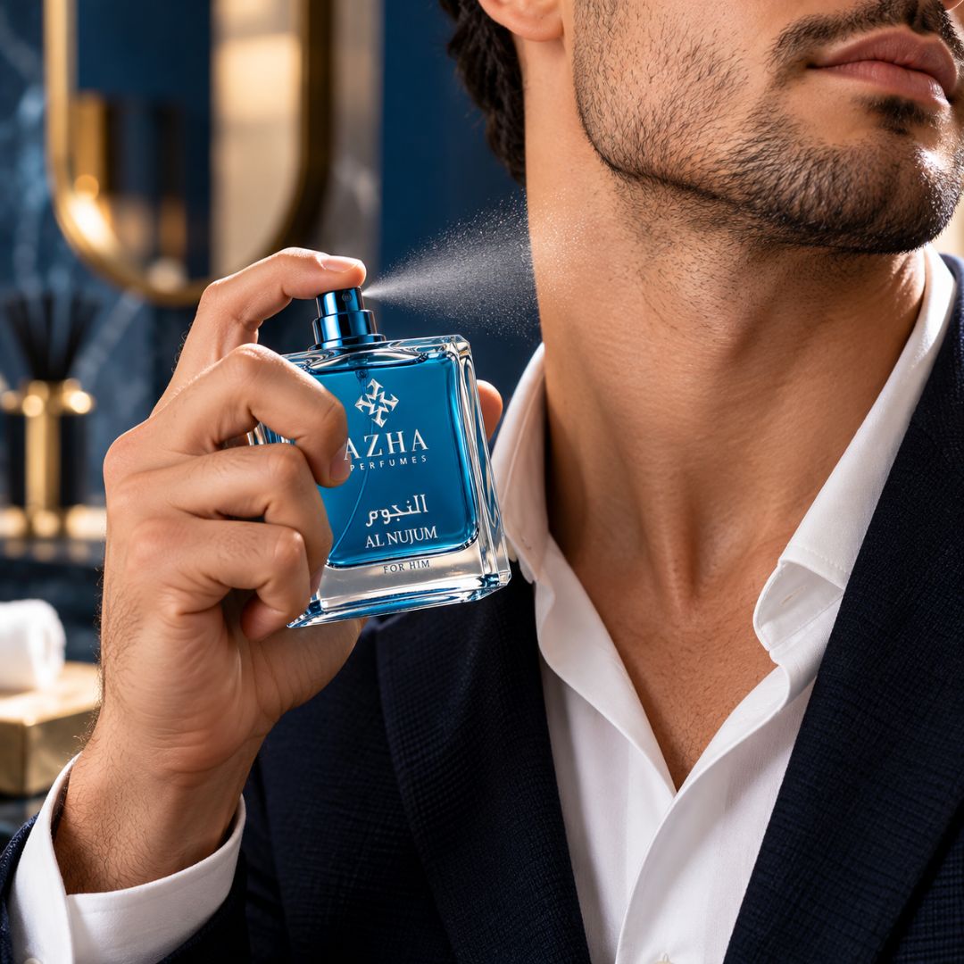 Al Nujum Eau de Parfum spray by AZHA, 100ml bottle with a sleek design, showcasing the fragrance bottle on a neutral background.