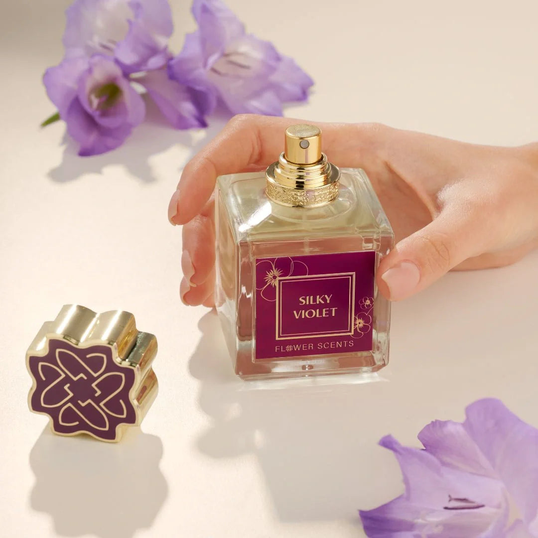 Silky Violet Eau de Parfum Spray 65ml (2.2 oz) by Flower Scents | Bright Bergamot, Soft Powdery Violet and a Sophisticated Woody Dry-Down