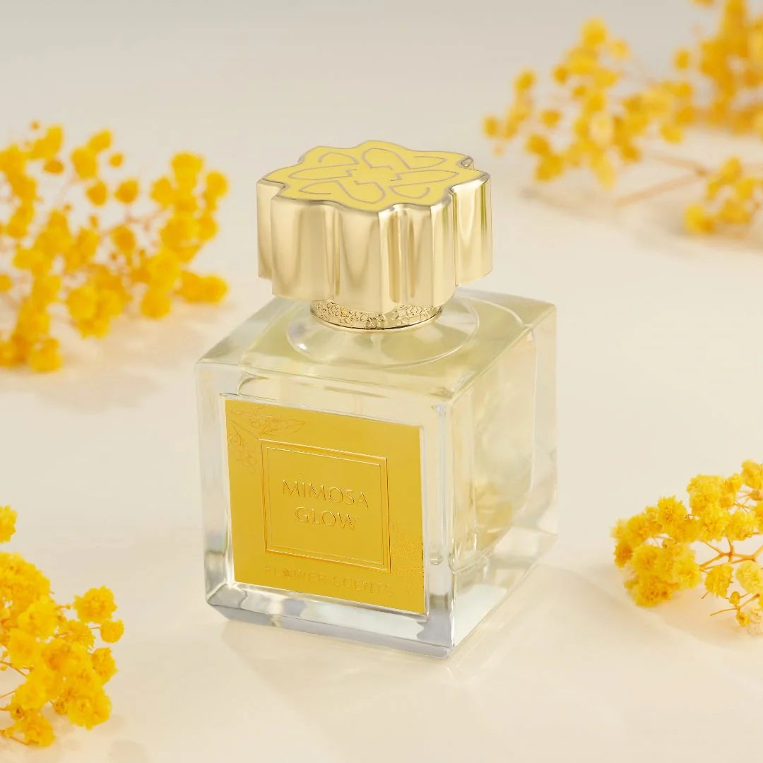 Mimosa Glow Eau de Parfum Spray 65ml (2.2 oz) by Flower Scents | Whipped Almond, Tropical Florals & Sun-Warmed Wood