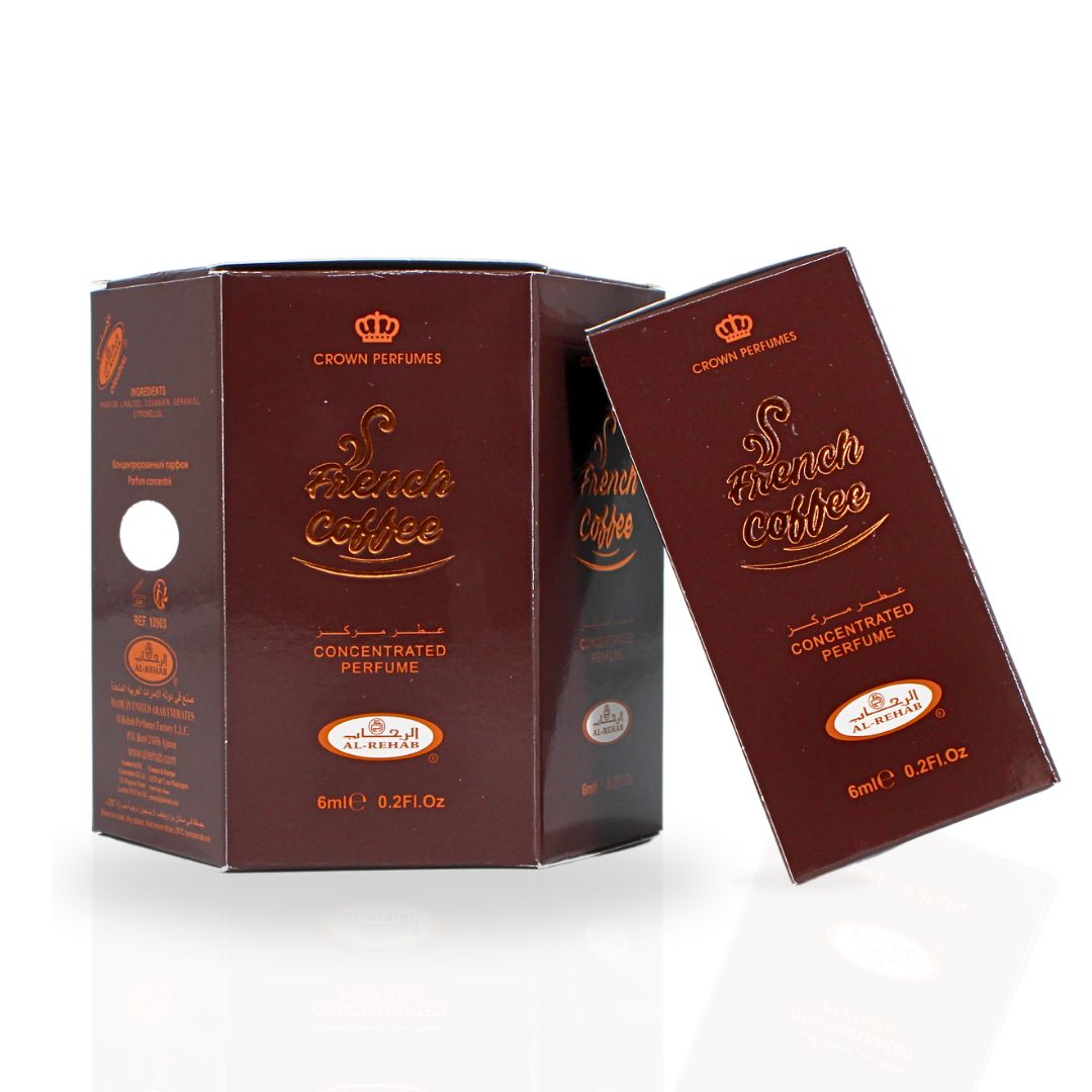 French Coffee Perfume Oil 6ML (0.2OZ) By Al Rehab | Sweet, Creamy, Spicy, Gourmand. (BOX OF 6)