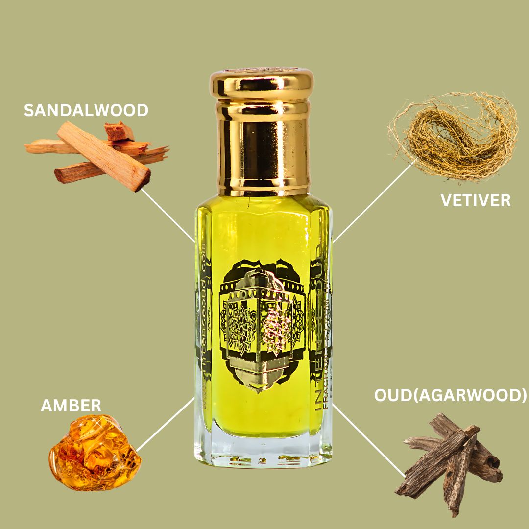 Santal Wood Perfume Oil 12ML (0.40 OZ) With Black Gift Box By Intense Oud | Rich Sandalwood, Vetiver & Luxurious Oud.