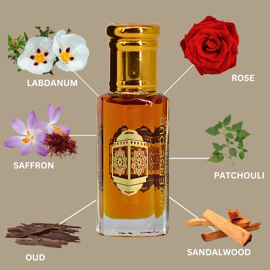 Dark Oud Ispahan Perfume Oil 12ML (0.40 OZ) With Black Gift Box By Intense Oud | A Bold Fusion Of Rose, Saffron & Oud For A Smoky, Opulent Scent.