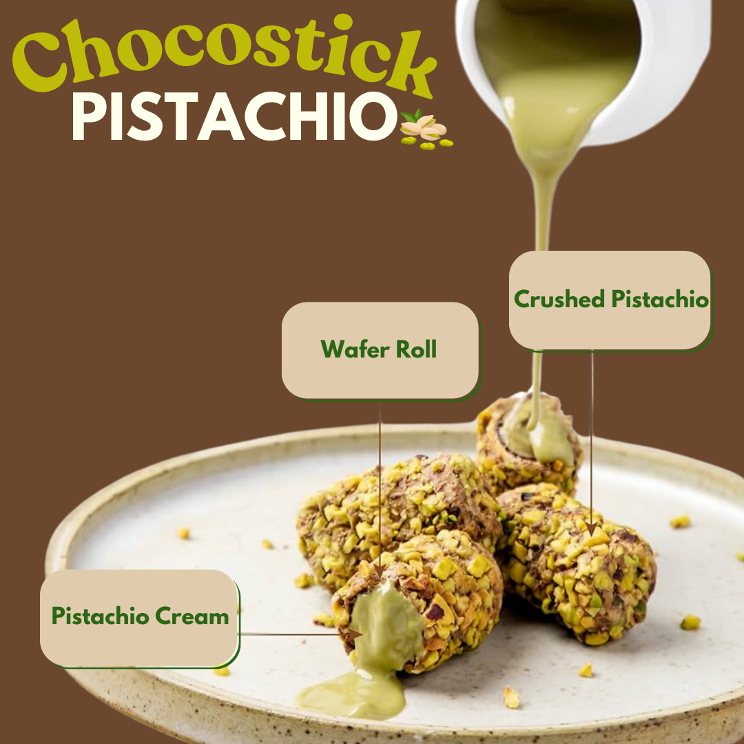 Dubai Choco-Stick Pistachio By Intense Delish | Rich Chocolate, Nutty Crunch, Pistachio Perfection. (BOX OF 6)
