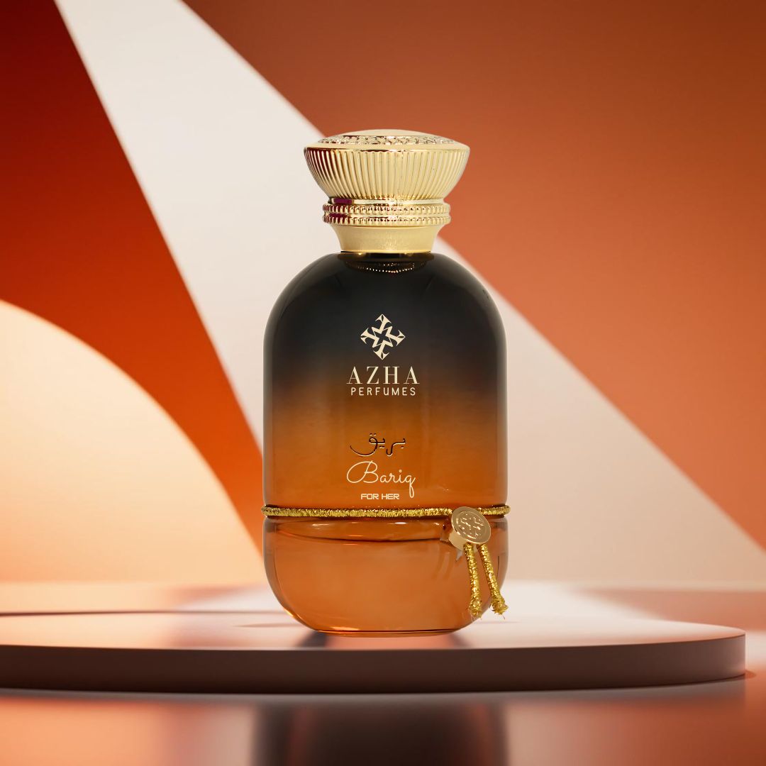 Bariq For Her Eau De Parfum Spray 100ML (3.4 OZ) by Azha | A Playful Fusion of Tangerine & Cake, Wrapped in Jasmine & Caramel Warmth.