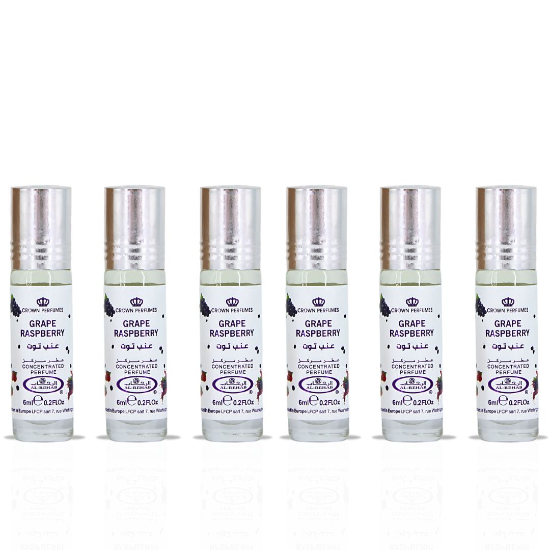Grape Raspberry Perfume Oil CPO 6ML (0.2 OZ) By Al Rehab | Fruity, Floral, Sweet, Vibrant Fragrance. (BOX OF 6)