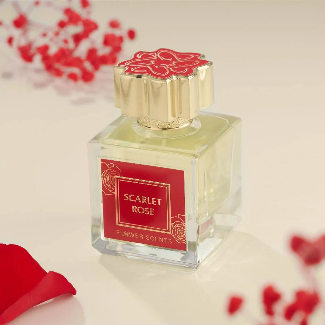 Scarlet Rose Eau de Parfum Spray 65ml (2.2 oz) by Flower Scents | Opulent Rose, Creamy Woods & Golden Amber Warmth