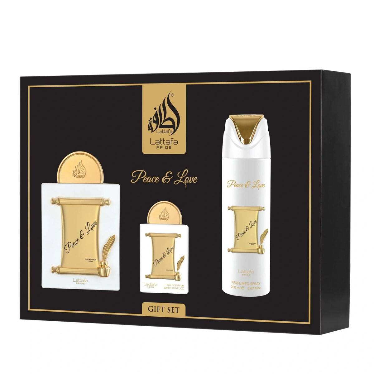 Peace & Love 3-Piece Perfume Gift Set by Lattafa Pride (Gift Set)