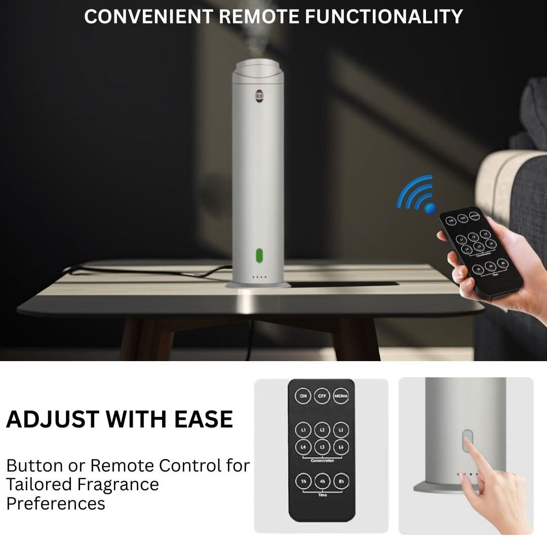 Intense Diffuser Silver – 120ml, Aromatherapy Diffuser with Remote, Covers 1000 Sq Ft, Adjustable Mist & Timer, Starter Kit for Home, Office & Hotel - Waterless - Intense Oud