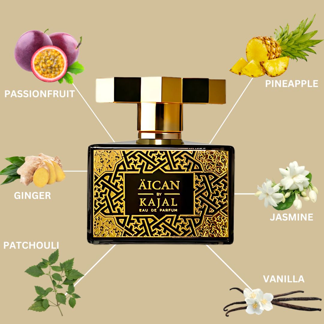 Aican Eau De Parfum Spray 100ML (3.4 OZ) By Kajal | A Tropical Symphony Of Passion Fruit & Pineapple Meets Jasmine Anchored By Smoky Vetiver.