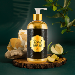 LUXURY AMBER OUD BODY LOTION 500ML (16.9 OZ) By Hamidi | Ultra Moisturizing & Skin-Nourishing | For Men & Women.