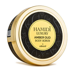 LUXURY AMBER OUD BODY SCRUB 250ML (8.4 OZ) By Hamidi | Gently Exfoliates For Soft & Smooth Skin, Naturally Derived Ingredients.