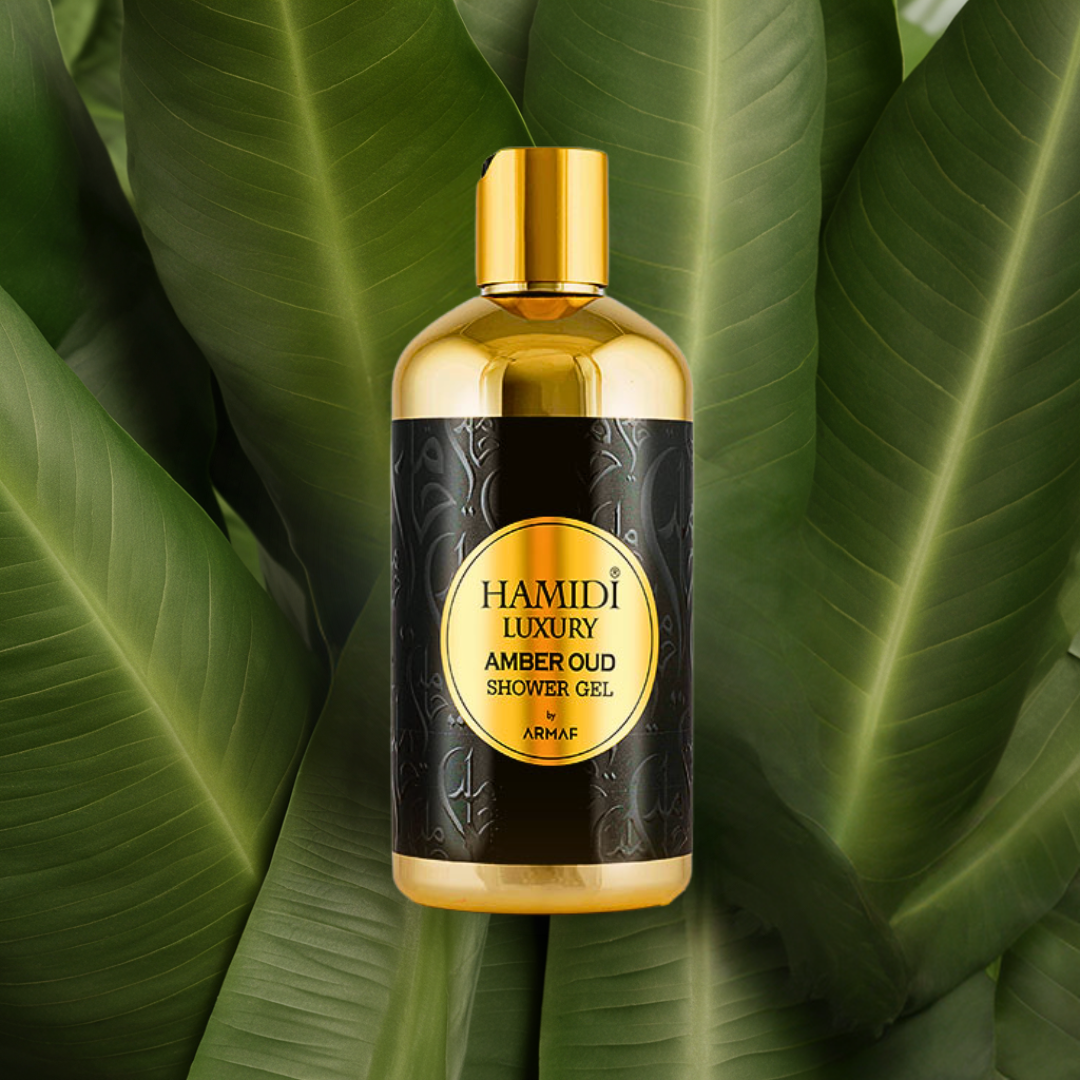 LUXURY AMBER OUD SHOWER GEL 500ML (16.9 OZ) By Hamidi | Ultra Moisturizing, Skin-Nourishing, Sulfate & Paraben Free | For Men & Women.