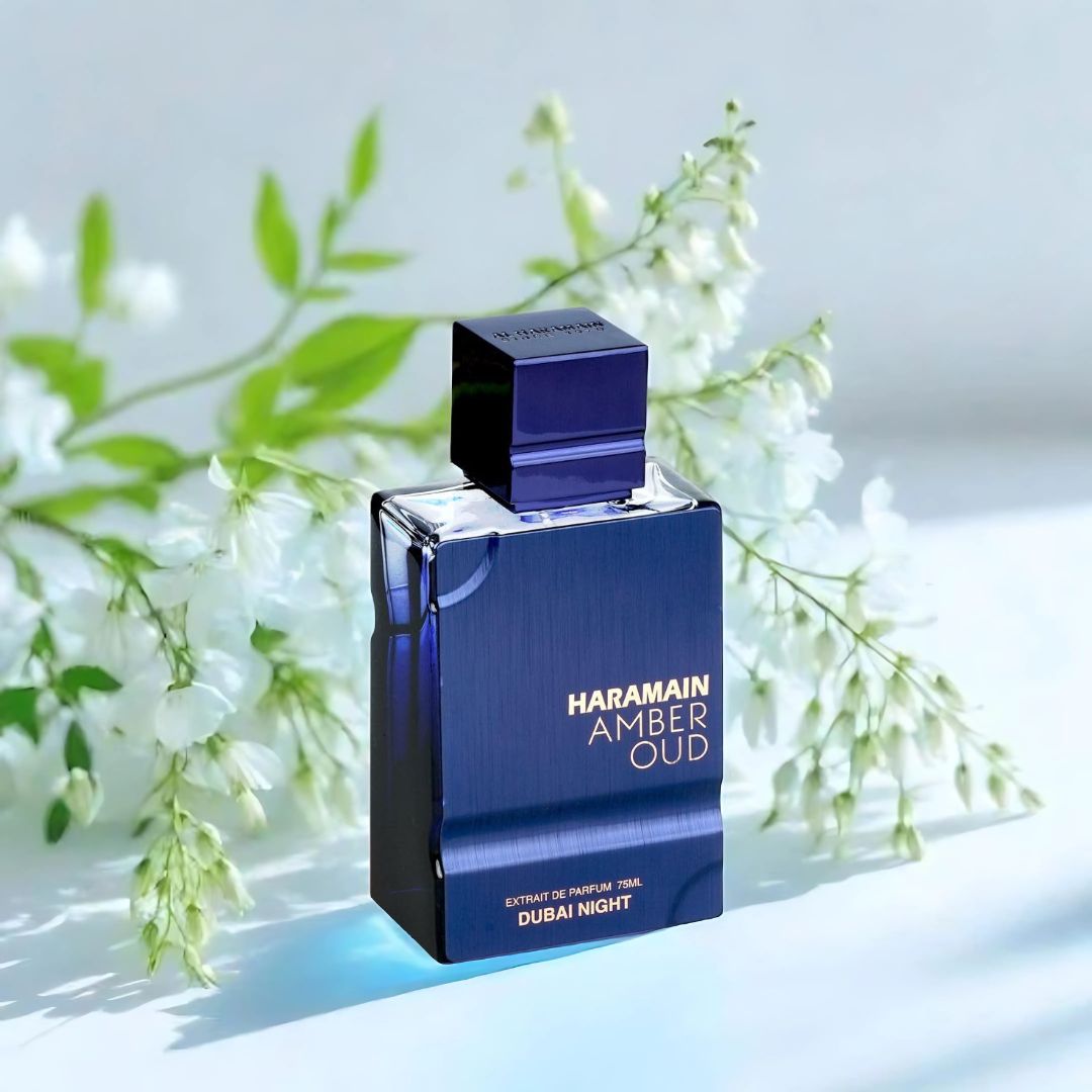 Amber Oud Dubai Night Extrait De Parfum Spray 75ML (2.5 OZ) by Al Haramain | A Fusion of Spice, Florals & Warm Woods.