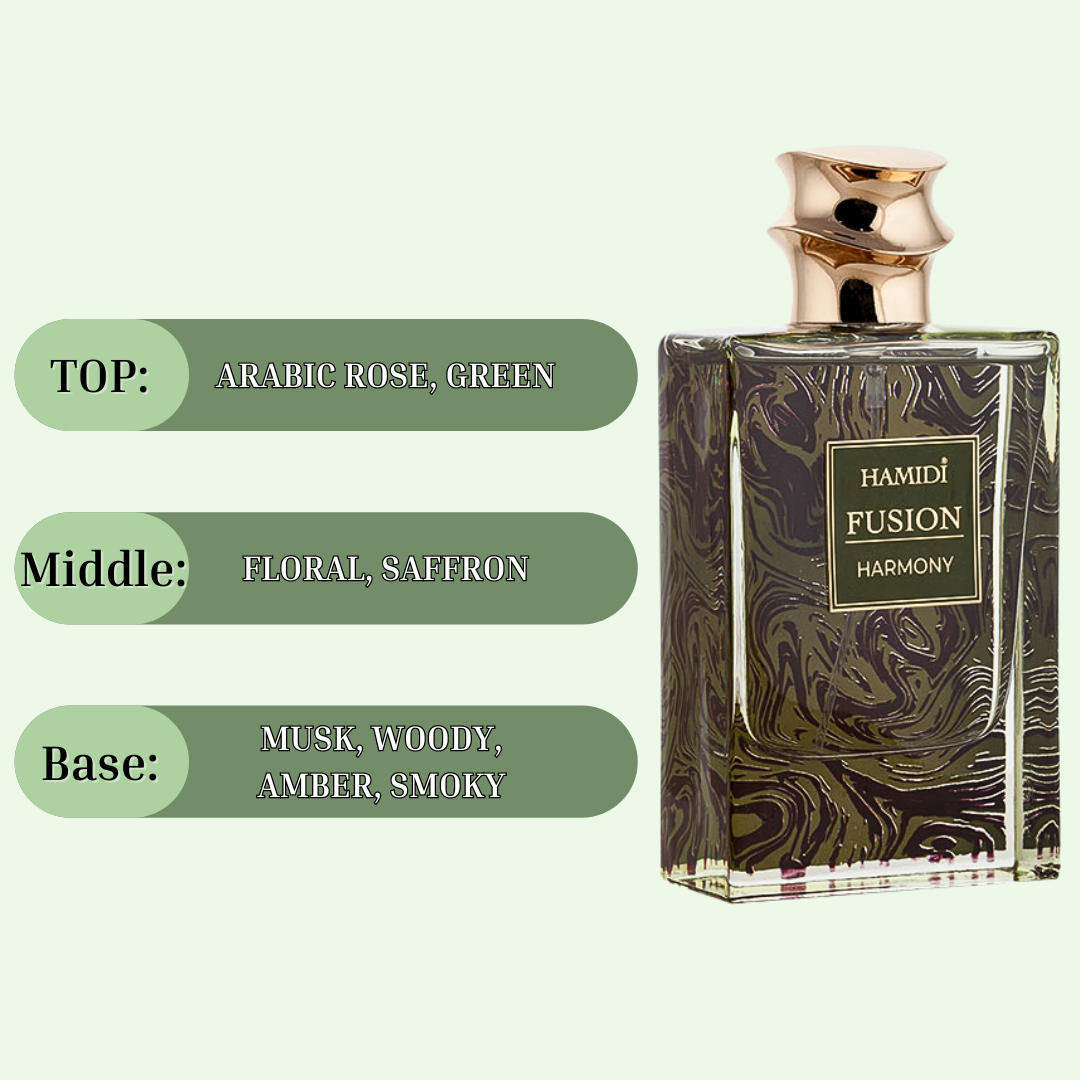 FUSION HARMONY EDP Spray 85ML (2.8 OZ) By Hamidi | A Long Lasting & Harmonious Blend Of Delicate Florals.