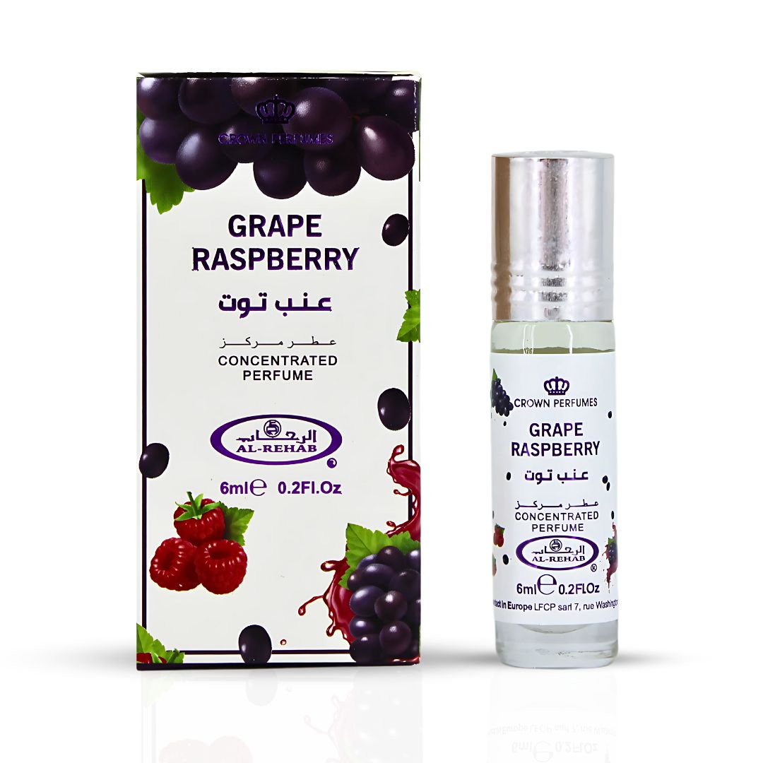 Grape Raspberry Perfume Oil CPO 6ML (0.2 OZ) By Al Rehab | Fruity, Floral, Sweet, Vibrant Fragrance. (BOX OF 6)