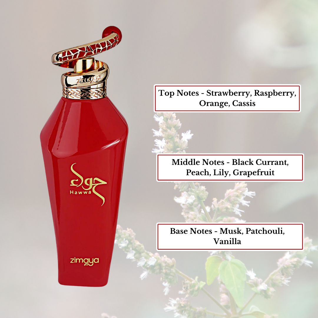 Hawwa Red EDP Spray 100ML (3.4 OZ) by ZIMAYA | Long Lasting, Floral, Fruity Fragrance For Women.