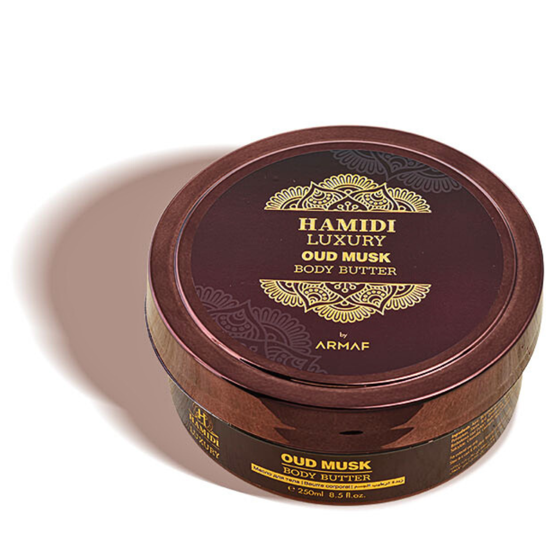 LUXURY OUD MUSK BODY BUTTER 250ML (8.4 OZ) By Hamidi | Ultra Moisturizing & Skin-Nourishing | For Men & Women.