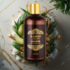 LUXURY OUD MUSK SHOWER GEL 500ML (16.9 OZ) By Hamidi | Ultra Moisturizing & Skin-Nourishing | For Men & Women.