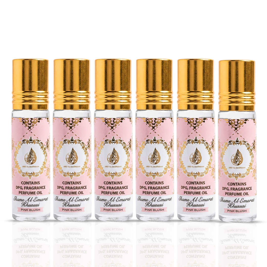 Pink Blush Shams Al Emarat Khususi Roll-On Perfume Oil 10ml (0.34 oz) by Ard Al Zaafaran (Pack of 6)