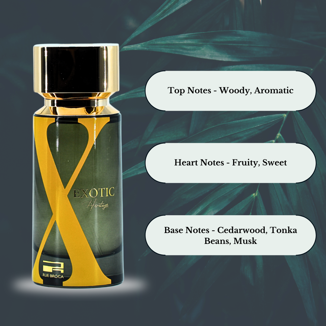 Exotic Heritage Pour Homme EDP Spray 100ML (3.4OZ) By RUE BROCA | Woody, Fruity, Aromatic Designer Perfumes.