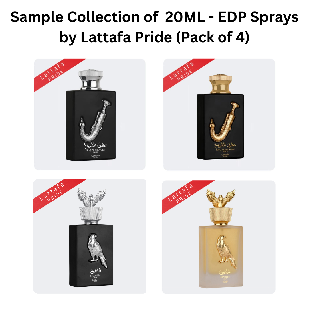 Sample Collection of 20ML (0.7 OZ) EDP Sprays by Lattafa Pride. (Pack of 4)