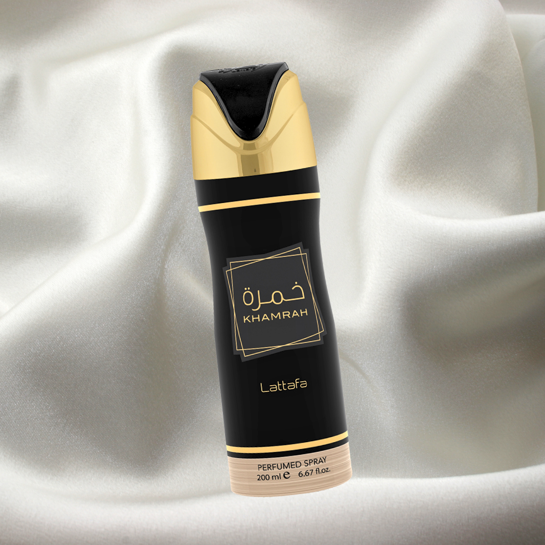 Khamrah Deodorant Spray 200ML (6.7 OZ) By Lattafa | Experiece The Luxury of Spicy, Woody & Floral Fragrance. - Intense Oud