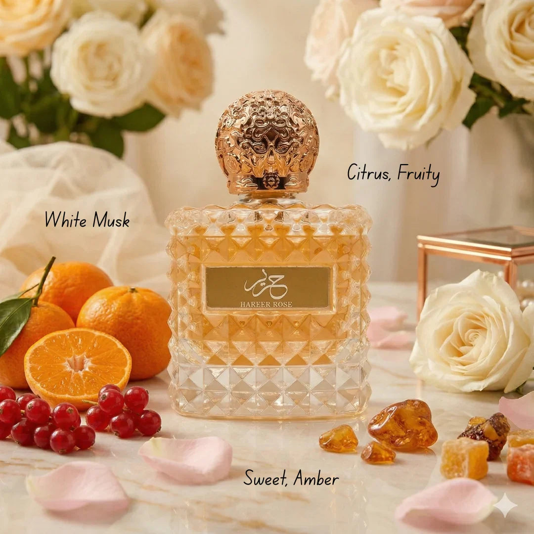 Hareer Rose Eau De Parfum Spray 100ml (3.4 oz) By Aura Fragrances - Intense Oud
