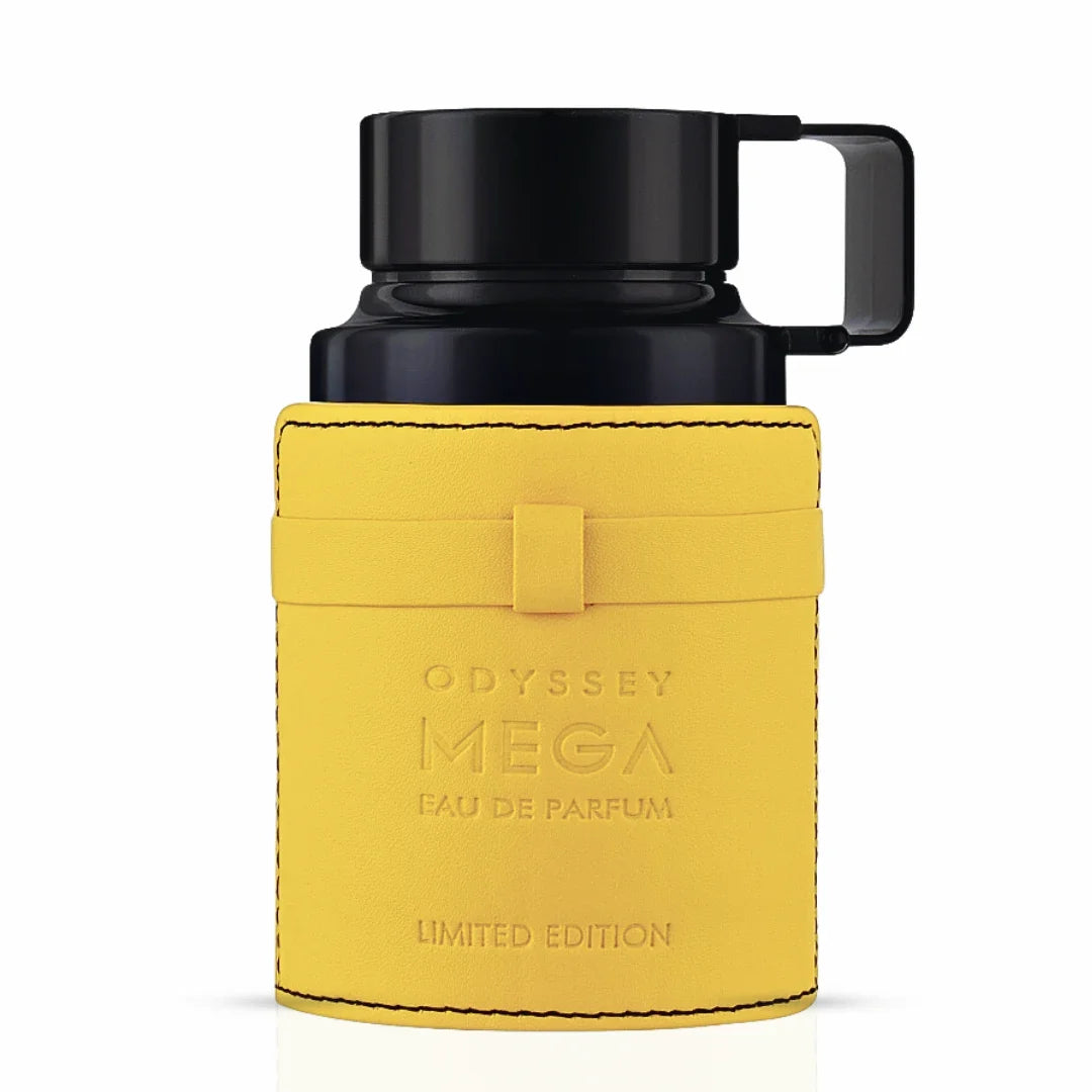 Odyssey Mega Man Limited Edition Eau de Parfum Spray by Armaf, 200ml, showcasing sleek black bottle with metallic accents.