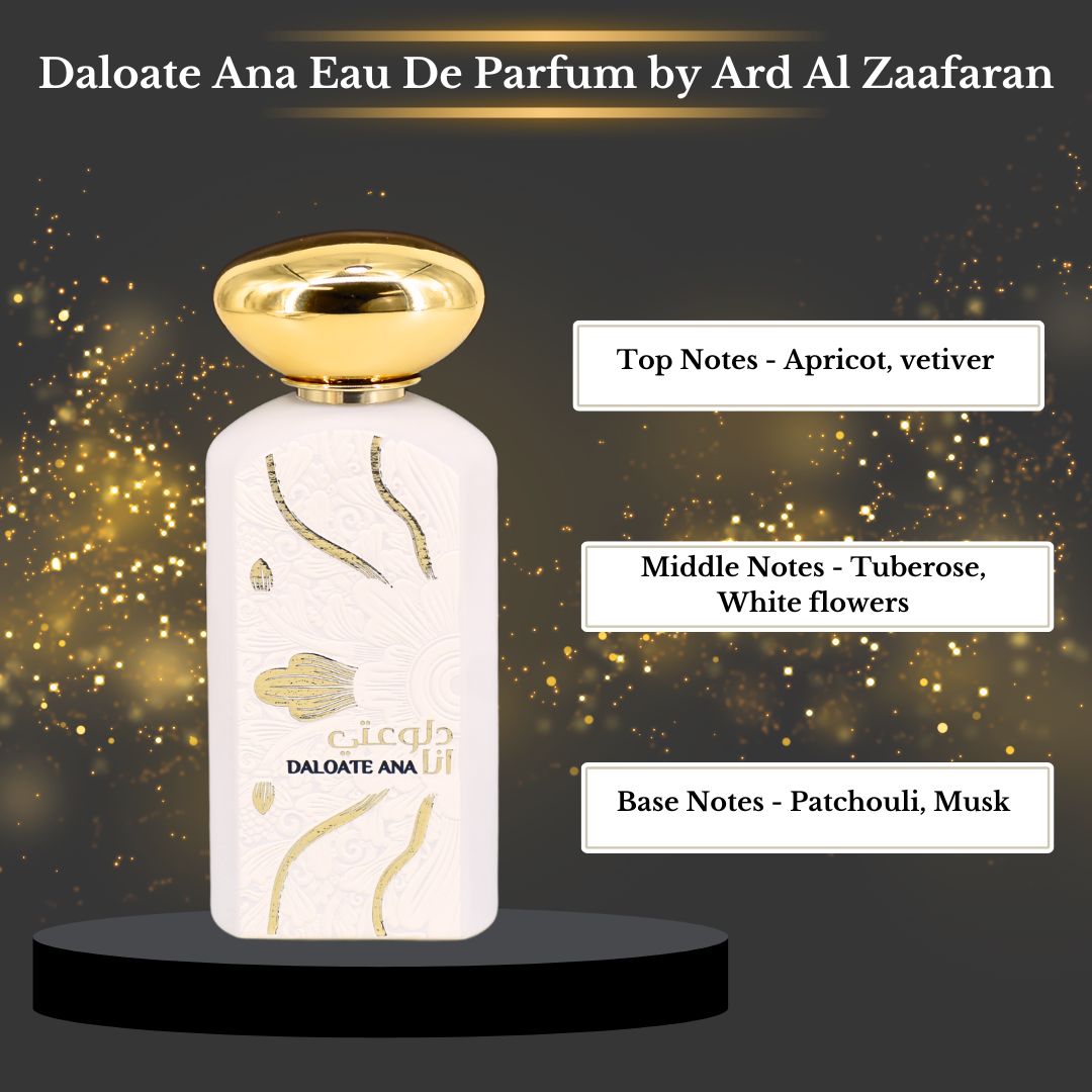 DALOATE ANA EDP Spray 100ML (3.4OZ) by Ard Al Zaafaran | Long Lasting, Fresh, Musky, Floral Scent for Men & Women.