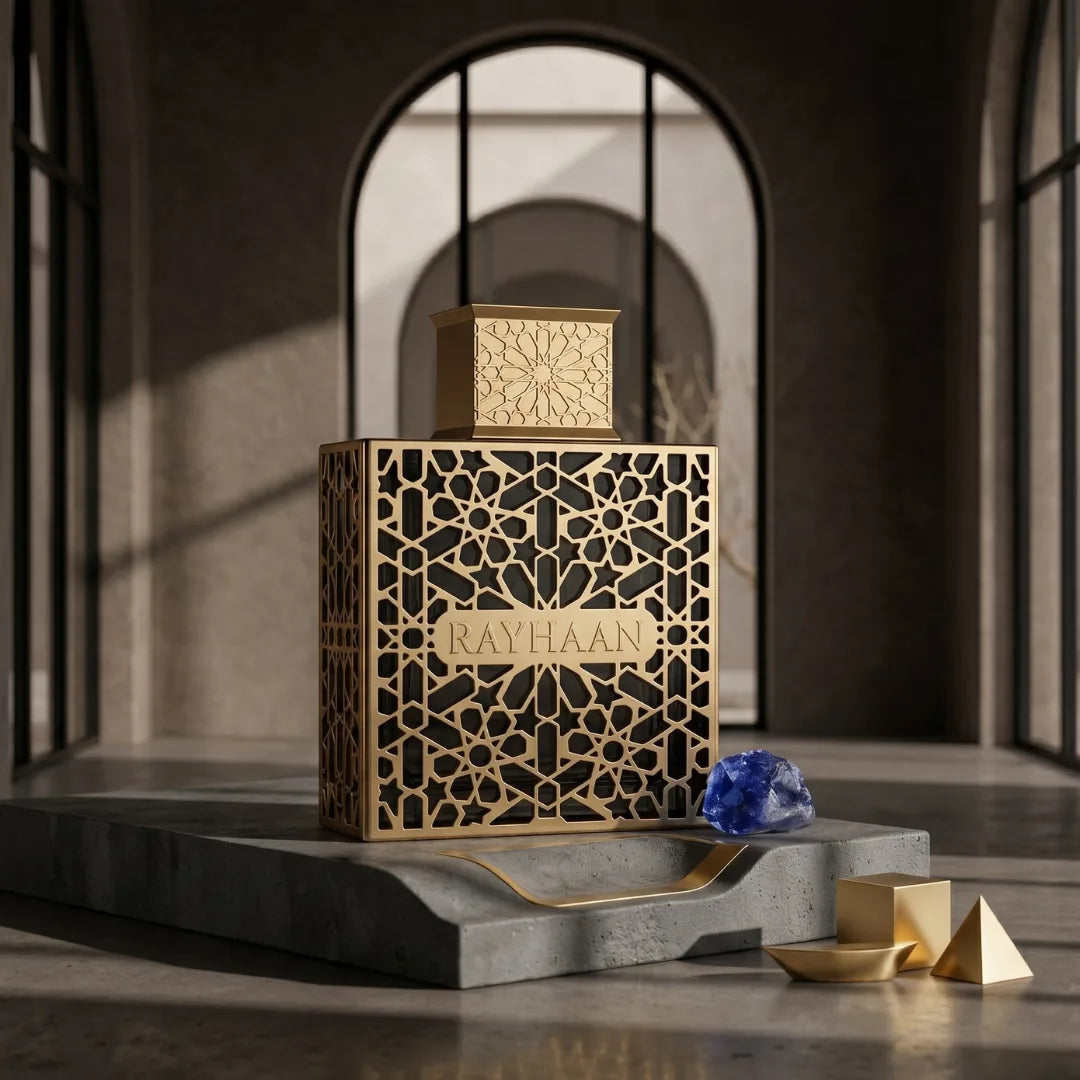 Rayhaan Eau de Parfum Spray 100ml bottle with elegant design, showcasing the Rayhaan brand's signature floral fragrance.