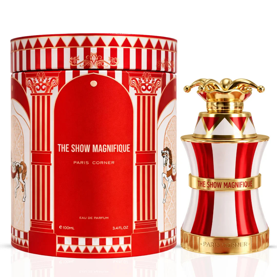 Paris Corner Show Magnifique Eau De Parfum spray 100ml, elegant bottle with floral and woody scent notes.