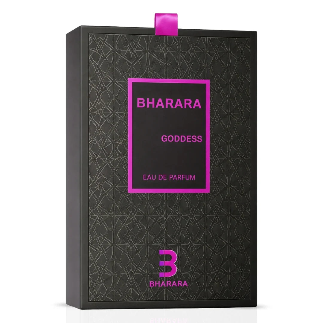 Bharara Goddess Eau de Parfum spray 100ml, featuring elegant floral and oriental fragrance bottle with gold accents.