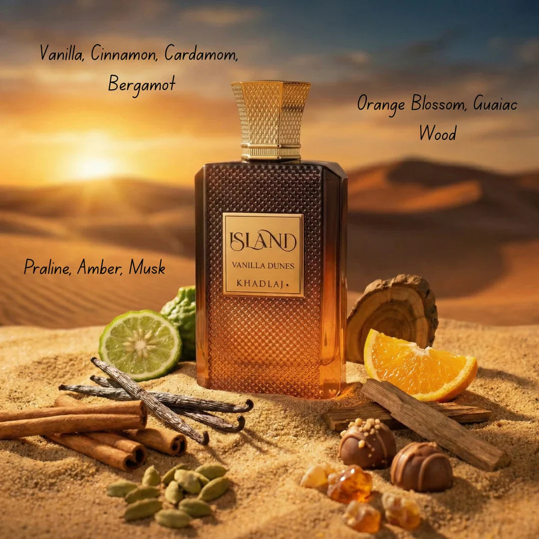 Island Vanilla Dunes Eau de Parfum Spray 100ml (3.4 oz) by Khadlaj