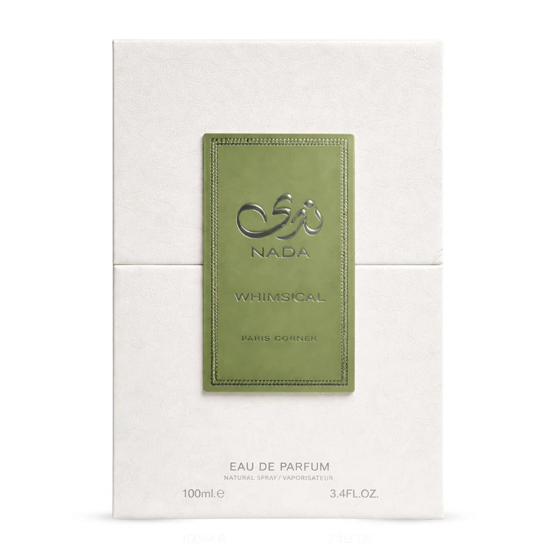 Nada Whimsical Eau De Parfum Spray by Paris Corner, 100ml bottle with elegant packaging and floral fragrance elements.