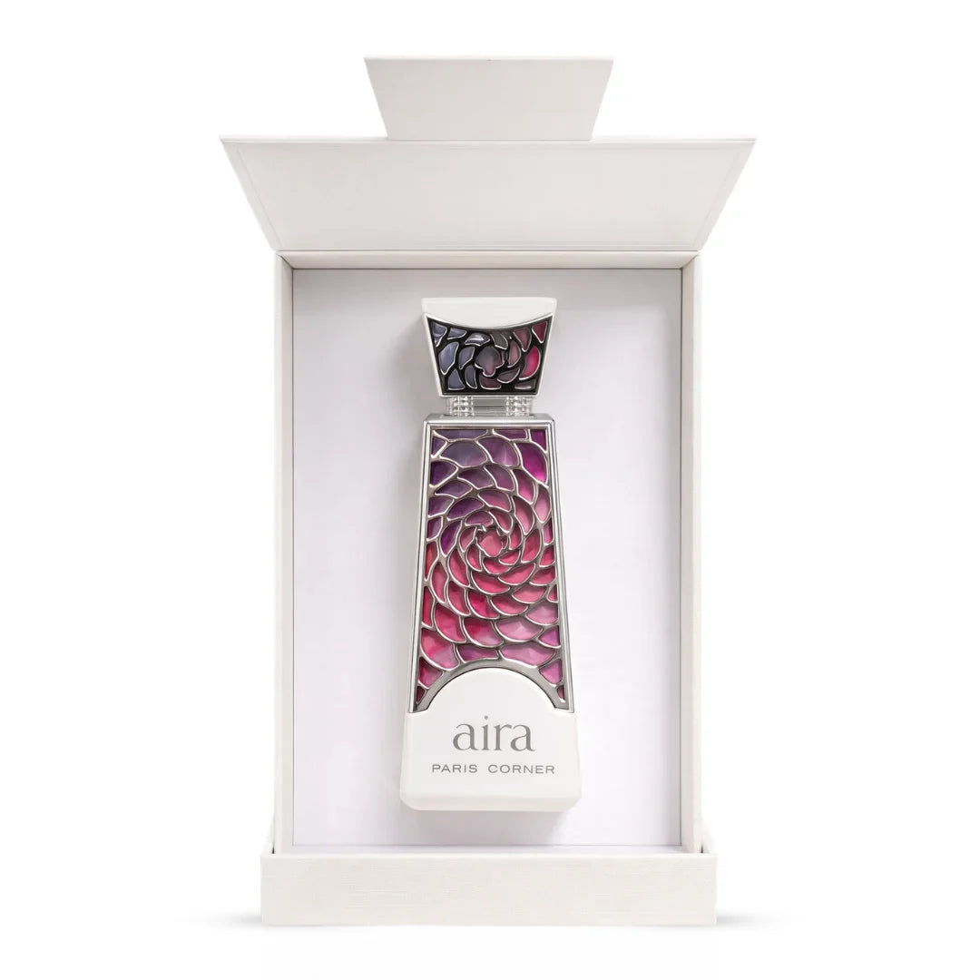 Aira Eau De Parfum spray bottle by Paris Corner, 100ml (3.4 oz), with elegant packaging and a sleek design.