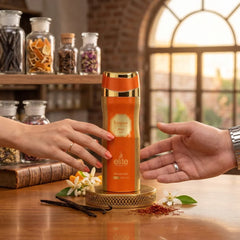 RISALA Empire Arza perfumed body spray 200ml deodorant bottle, sleek design with elegant branding and floral accents.