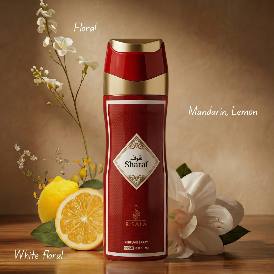 Sharaf Perfumed Body Spray 200ml (6.8 oz) by Risala