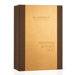 Al Haramain Amber Oud Gold Edition Eau de Parfum spray bottle, 200ml, with luxurious amber and oud fragrance details.