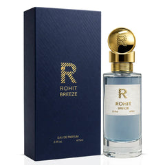 Rohit Breeze Eau de Parfum spray by Bharara, 75ml, showcasing the elegant perfume bottle with a sleek design.