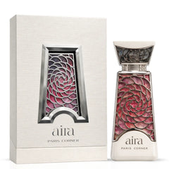 Aira Eau De Parfum spray bottle by Paris Corner, 100ml (3.4 oz), elegant glass bottle with a sleek design.
