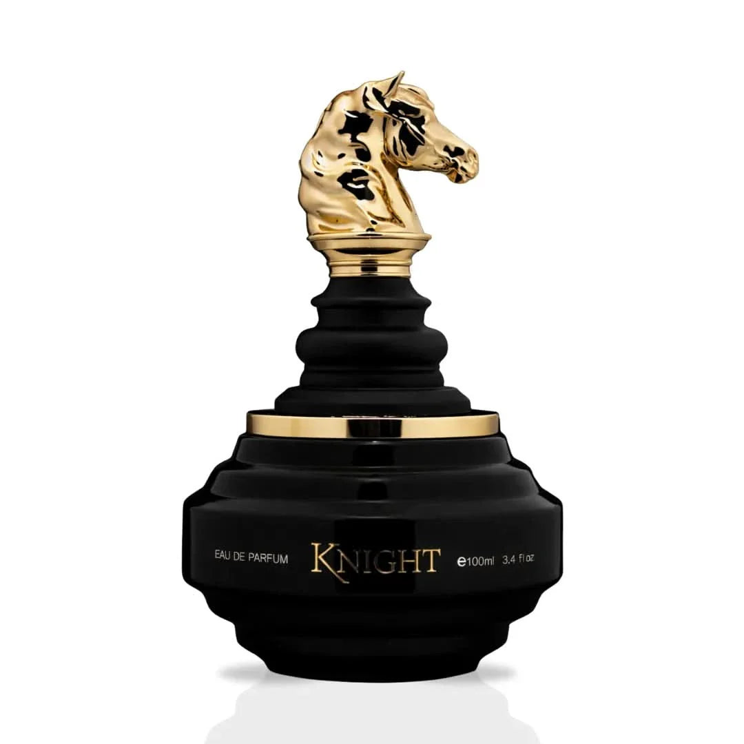 Checkmate Black Knight Eau De Parfum spray by Armaf, 100ml bottle, sleek black packaging, stylish and elegant design.