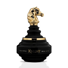 Checkmate Black Knight Eau De Parfum spray by Armaf, 100ml bottle, sleek black packaging, stylish and elegant design.
