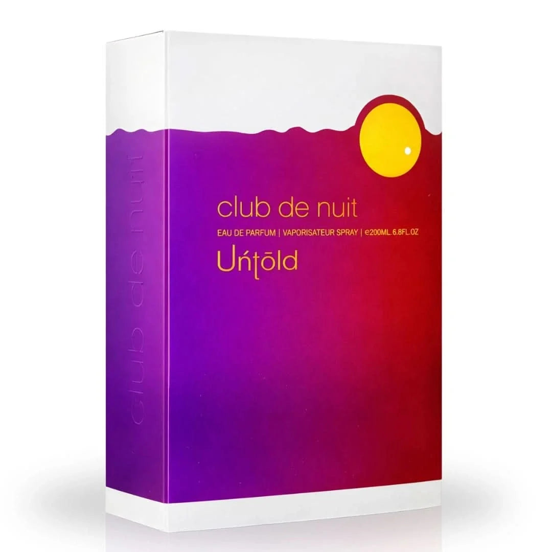 Armaf Club De Nuit Untold Eau de Parfum spray in a 200ml bottle, featuring elegant packaging and a luxurious fragrance profile.