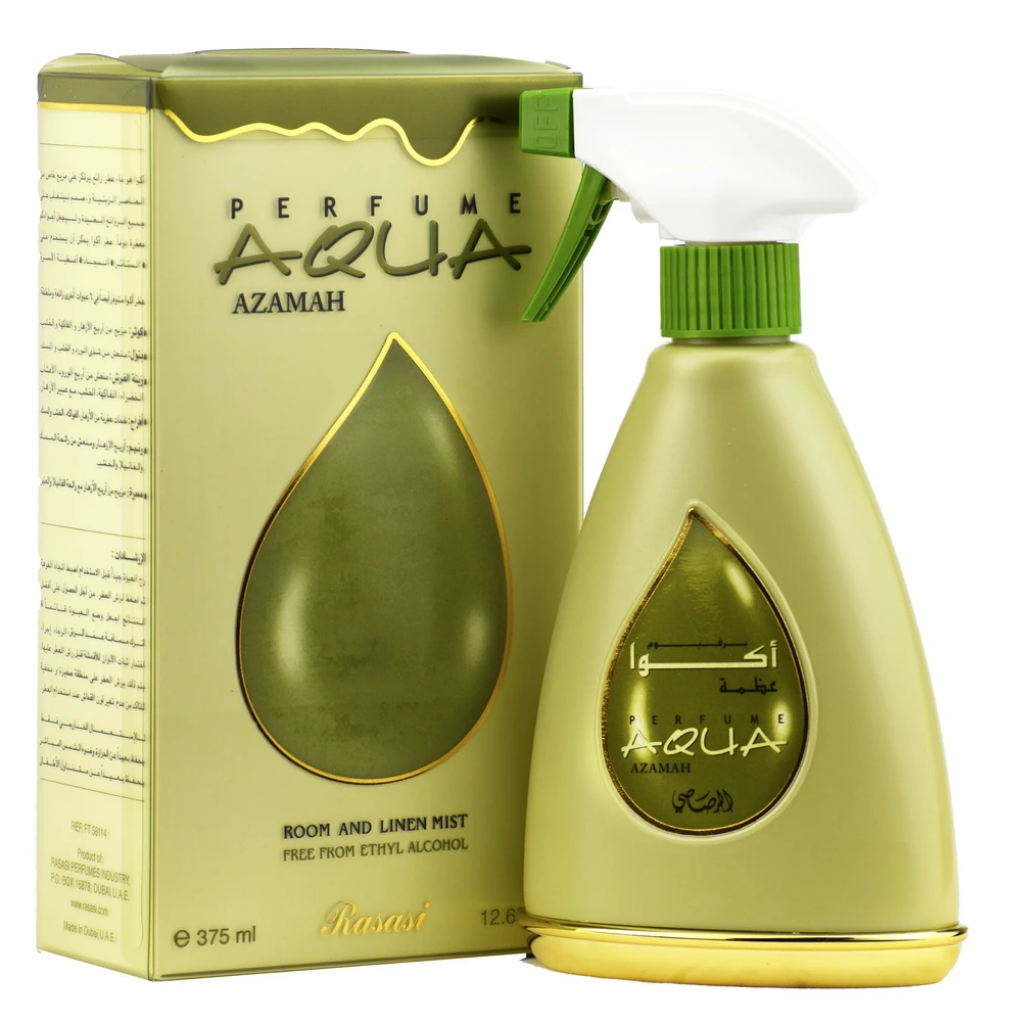 Aqua Azamah Air Freshener - 375 ML (12.6 oz) (with pouch)  by Rasasi - Intense Oud