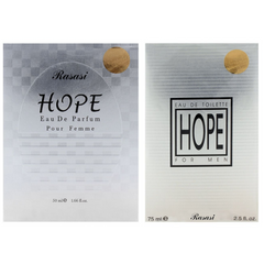 Hope EDP (Couple Set) Men & Women - 75 & 50 ML (3.4 oz) by Rasasi - Intense Oud