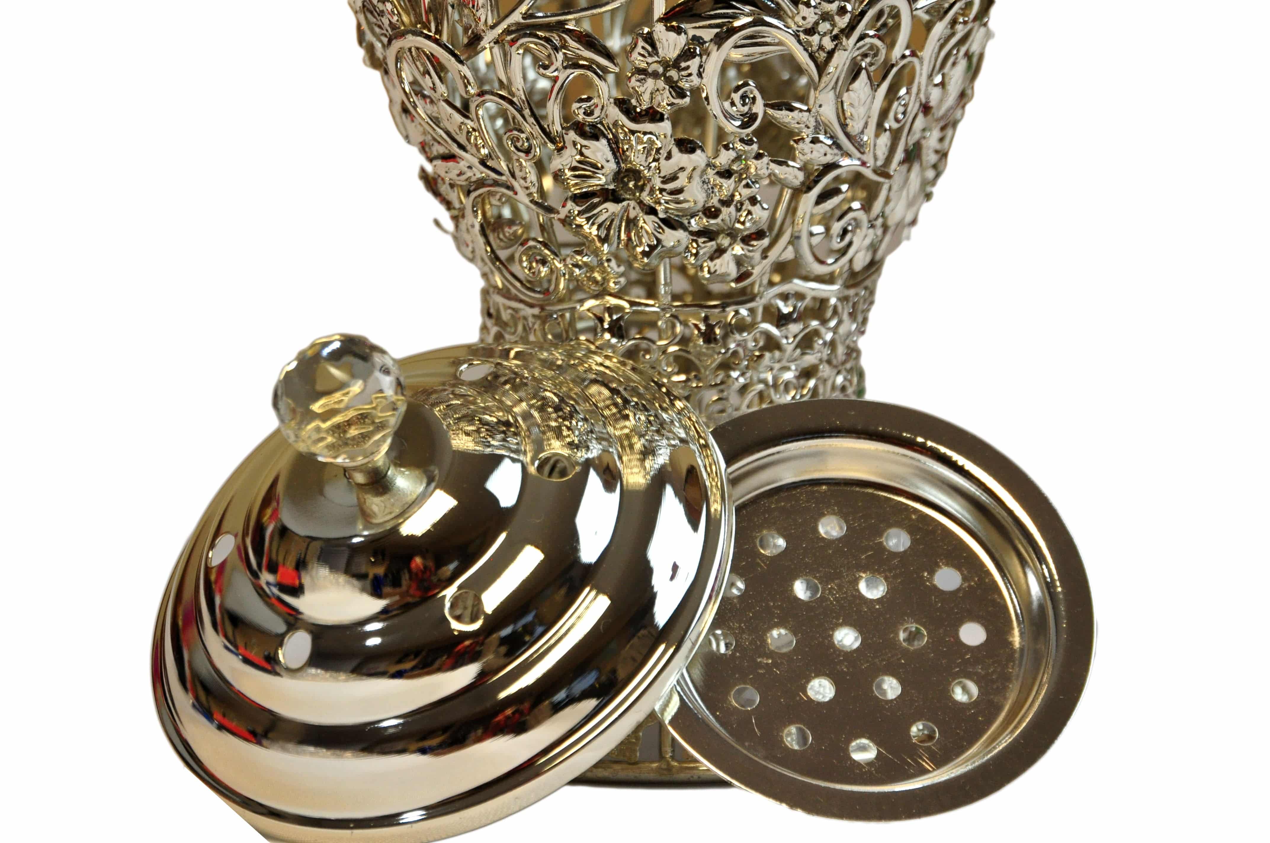 Arab Incense Bakhoor Burner - 10 inch Silver by Intense Oud - Intense oud