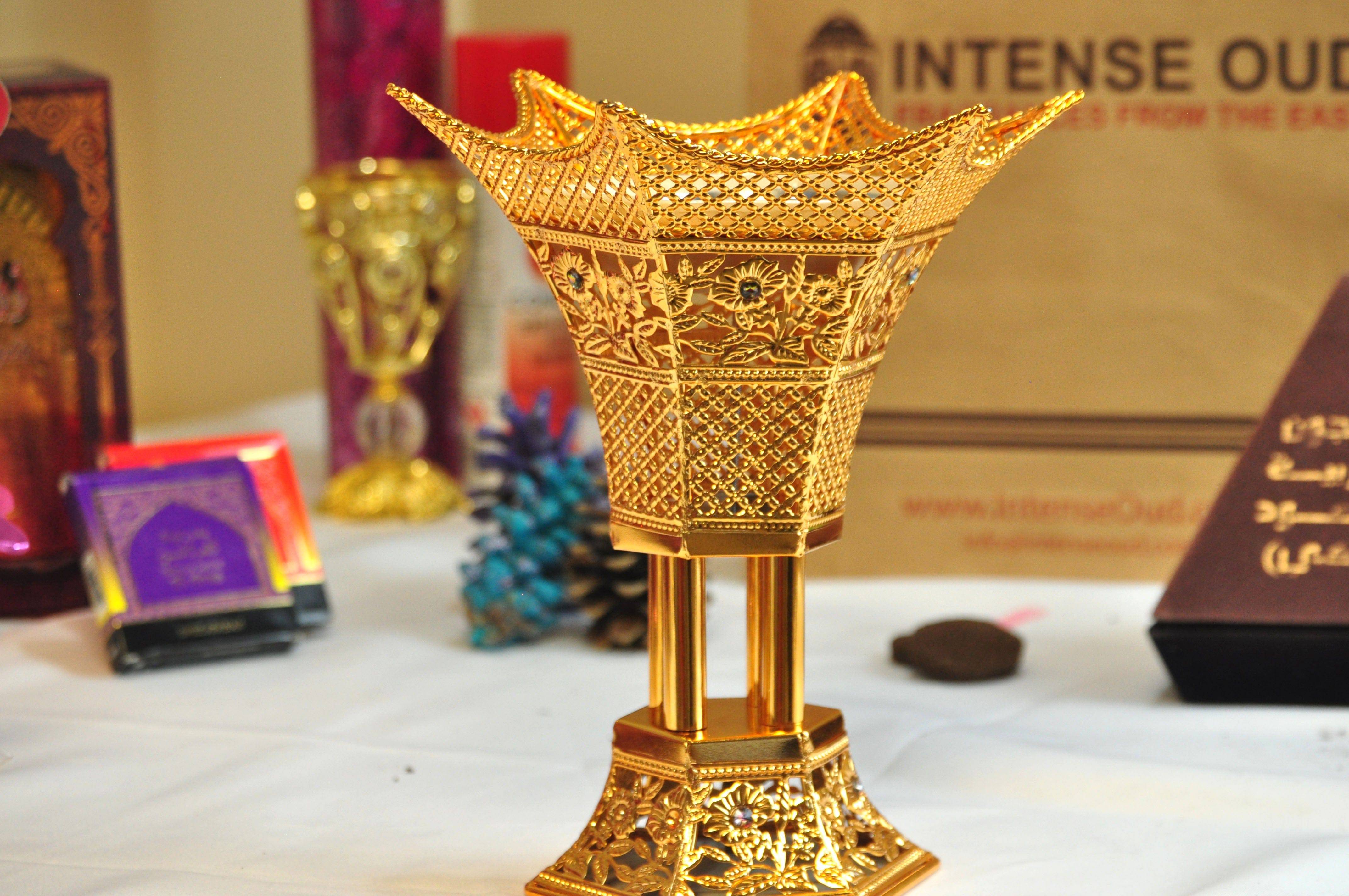 Arab Incense Bakhoor Burner - 6 inch Golden by Intense Oud - Intense oud