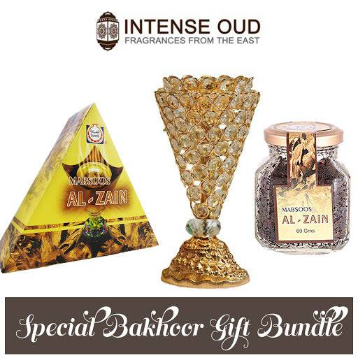 10 in. Golden Bakhoor w/ Bakhoor Mabsoos Al-Zain - Intense oud