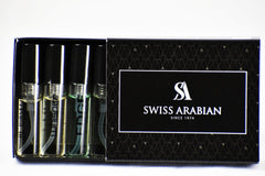 6 Swiss Arabian Sample Packet - Valencia, Sehr al Sheila, Rasheeqa, Edge for Men, Al Waseem, Whisper - Intense oud